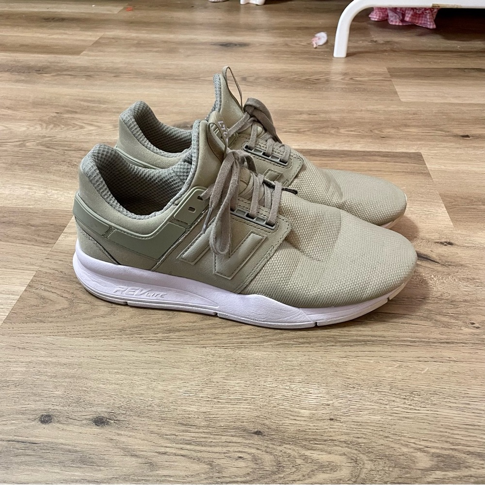 New Balance Athletic Shoes in Olive and Cream